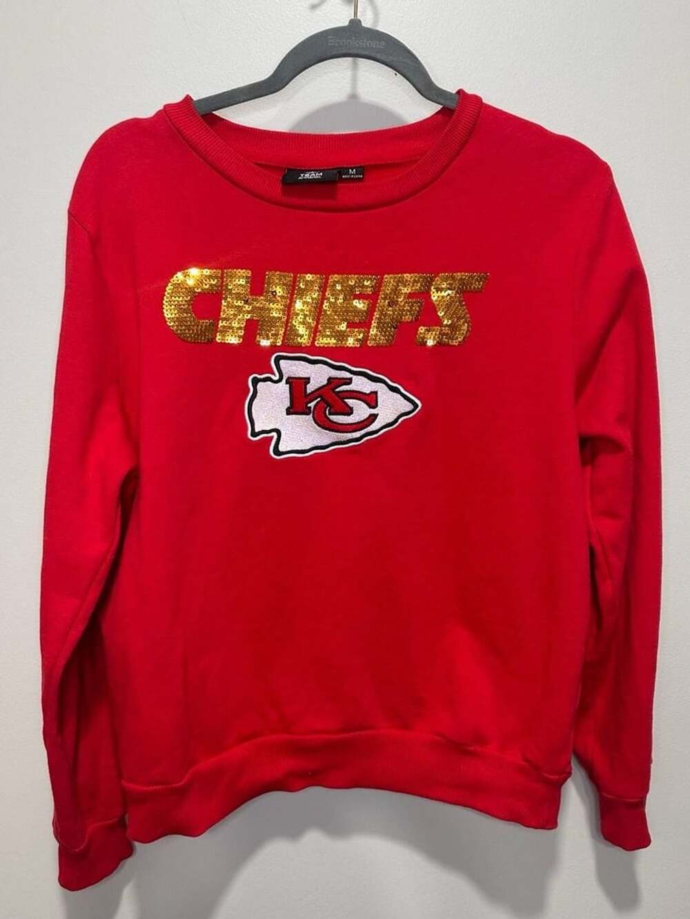 NFL Womens KC Chiefs Sweatshirt with Gold & Embroidered Logos, Sz Medium